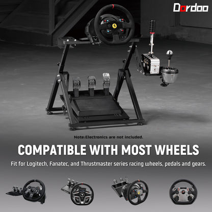 Dardoo Racing Steering Wheel Stand, Foldable, Fit for Logitech G27 G25 G29 G920, Thrustmaster PC, Xbox PS4 Platforms Racing Simulator Cockpit Frame Adjustable Without Wheel,Shifter &Pedal