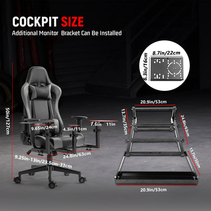 Dardoo X56 Flight Simulator Cockpit with Pedal Support, Joystick and Hotas Chair Mount, Fit for Thrustmaster A10C Hotas Warthog/Logitech X52, Multifunctional Game Chair (Electronics Not Included)