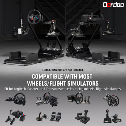 Dardoo Flight Racing Simulator Cockpit Adjustable Compatible With HOTAS Warthog, G Saitek, Logitech G920 G923, Thrustmaster T80 T150, Game Mount Without Wheel, Shifter,Seat and Pedal