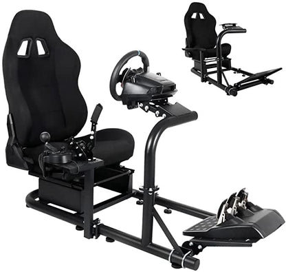 Dardoo Gaming Simulator Cockpit with Black Seat Fits for Logitech G25 G27 G29 G920 G923, Fanatec, Thrustmaster T300RS T500R, Not Include Steering Wheel, Pedal and Handbrake