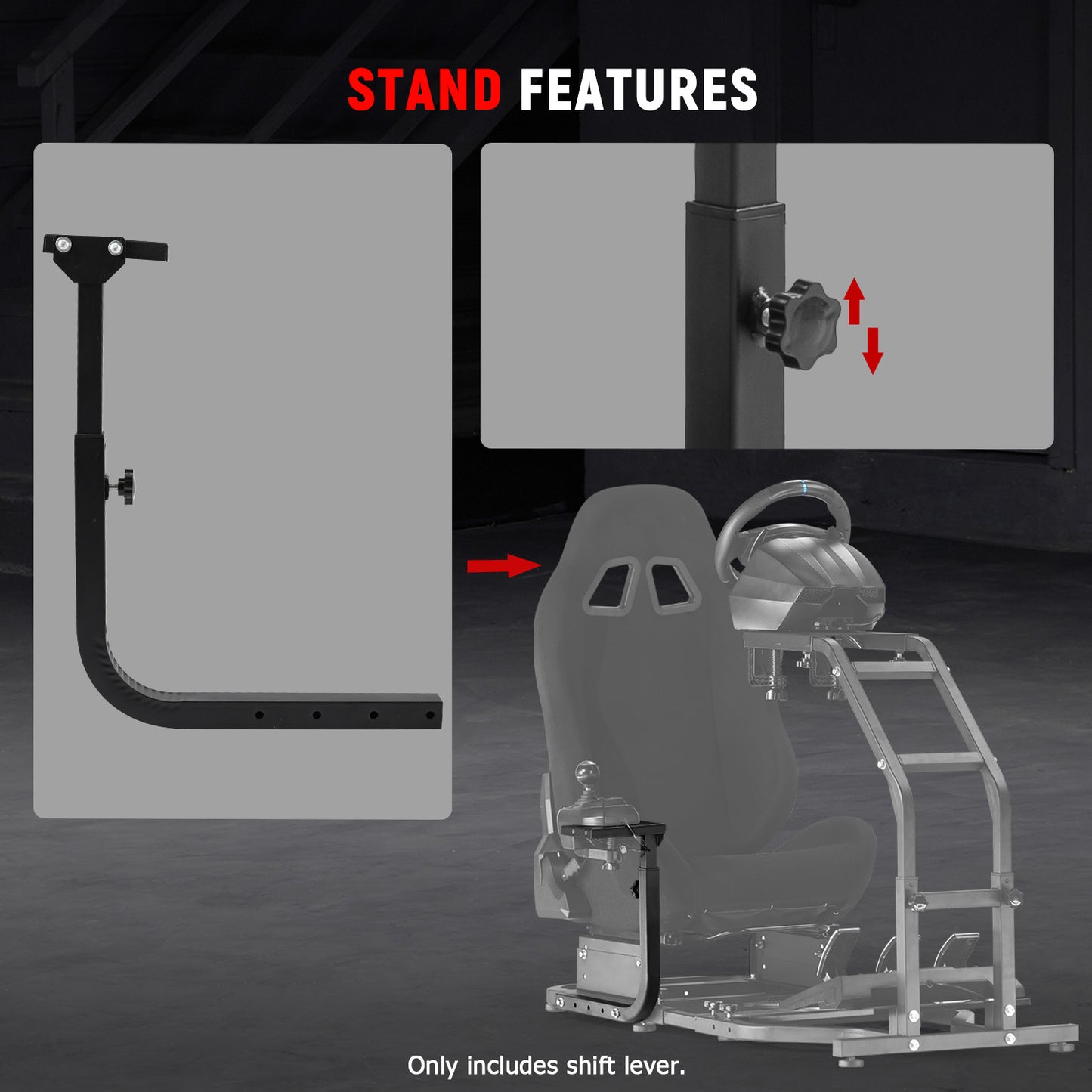 Dardoo Joystick Attachment,Bracket Shift Handbrake Accessory Set for Our store's Racing Simulator Frame with Rear seat