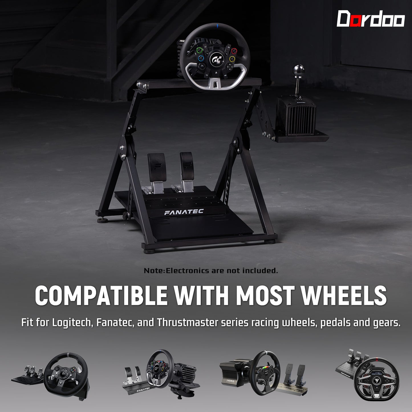 Dardoo X Shape Foldable Racing Wheel Stand Fit for Logitech G29 G920 G923 G27 G25 Thrustmaster T248 T300RS T150 T80 TX Adjustable Preinstalled Adjustable Steering Wheel Stand Excluding Electronic