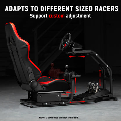 Dardoo Adjustable Gaming Sim Cockpit With Red Seat Fits for Logitech G29 G920 G923 Thrustmaster T300 Racing Steering Wheel Stand, Not Including Steering Wheel, Pedal and Handbrake