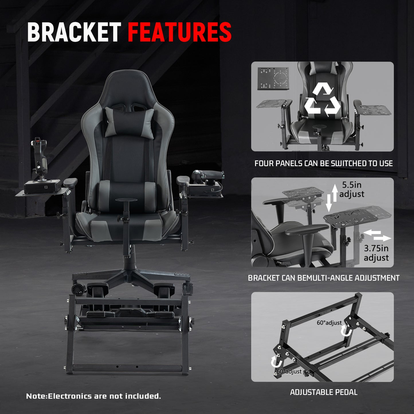 Dardoo X56 Flight Simulator Cockpit with Pedal Support, Joystick and Hotas Chair Mount, Fit for Thrustmaster A10C Hotas Warthog/Logitech X52, Multifunctional Game Chair (Electronics Not Included)