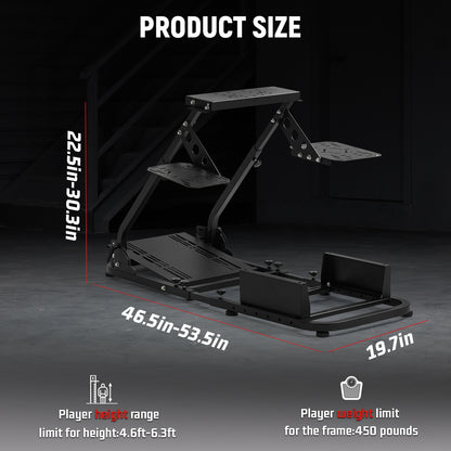Dardoo Flight Racing Simulator Cockpit Adjustable Compatible With HOTAS Warthog, G Saitek, Logitech G920 G923, Thrustmaster T80 T150, Game Mount Without Wheel, Shifter,Seat and Pedal