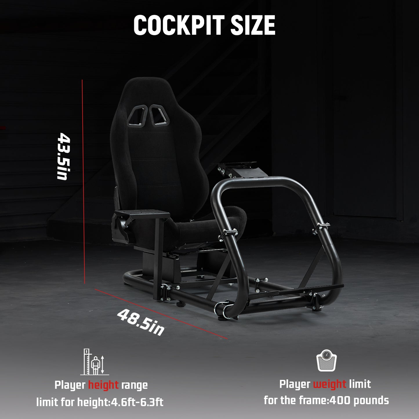 Dardoo Racing Simulator Cockpit with Seat Adjustable Cockpit Simulator Fit for Logitech G923 G29 G920, Thrustmaster Wheels Stabilized Driving Simulator Cockpit, Without Wheel, Pedal and Hand Brake
