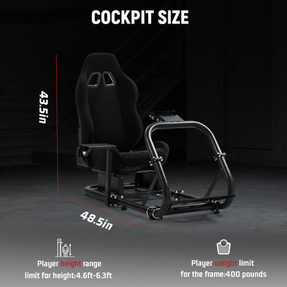 Dardoo Racing Simulator Cockpit with Seat Adjustable Cockpit Simulator Fit for Logitech G923 G29 G920, Thrustmaster Wheels Stabilized Driving Simulator Cockpit, Without Wheel, Pedal and Hand Brake