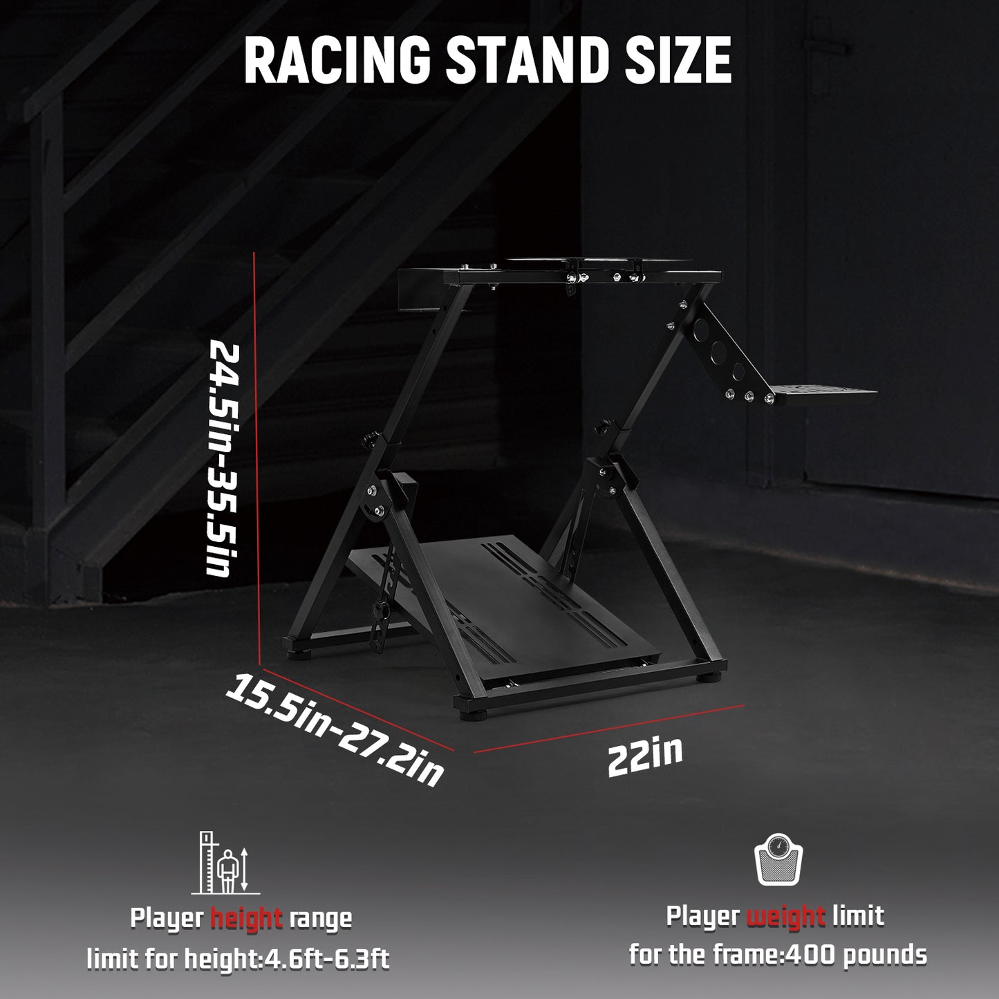Dardoo Racing Steering Wheel Stand, Foldable, Fit for Logitech G27 G25 G29 G920, Thrustmaster PC, Xbox PS4 Platforms Racing Simulator Cockpit Frame Adjustable Without Wheel,Shifter &Pedal