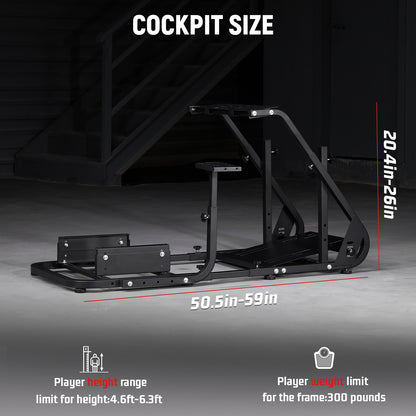 Dardoo Racing Simulator Cockpit Fits for Logitech G923 G920 G29 G PRO Thrustmaster T300RS GT T248 PS Stable Adjustable Steering Gaming Cockpit Wheel, Pedal, Handbrake and Seat Not Included