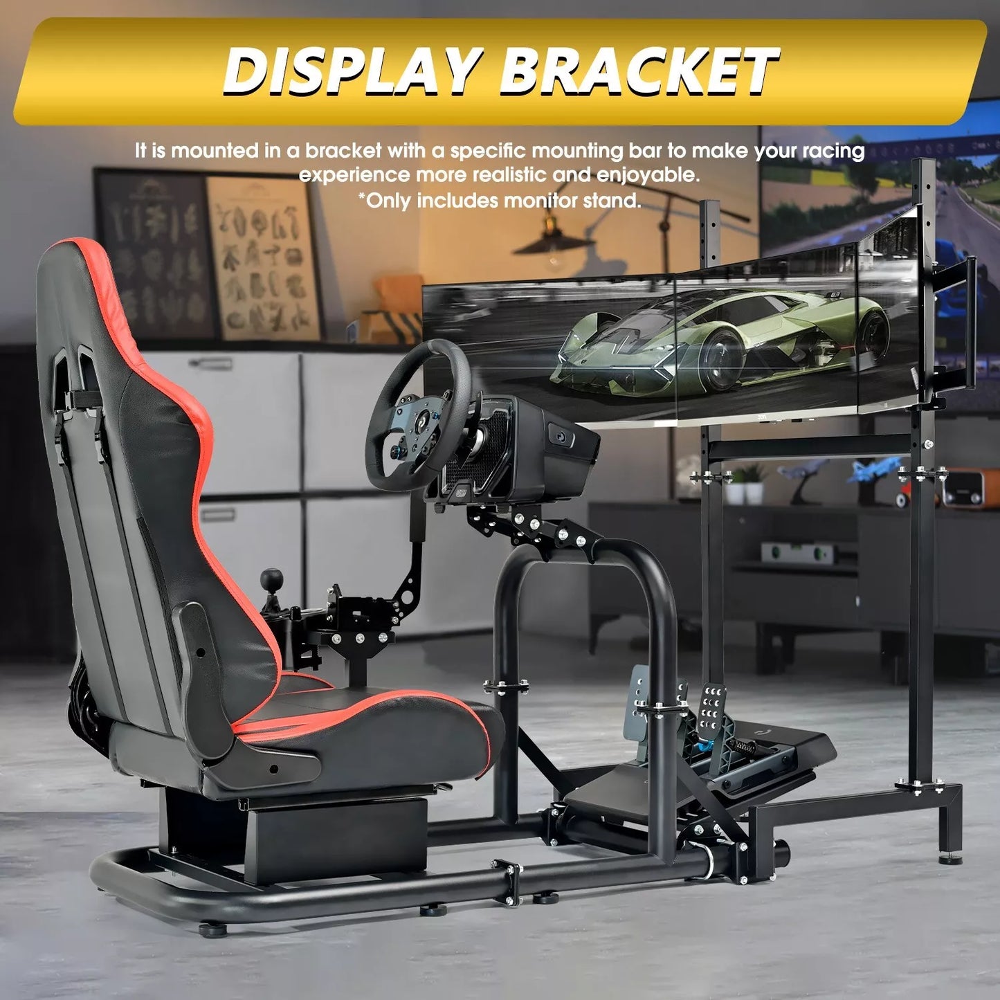 Dardoo Triple Monitor Mount Stand for Round Tube Racing Simulator Cockpit