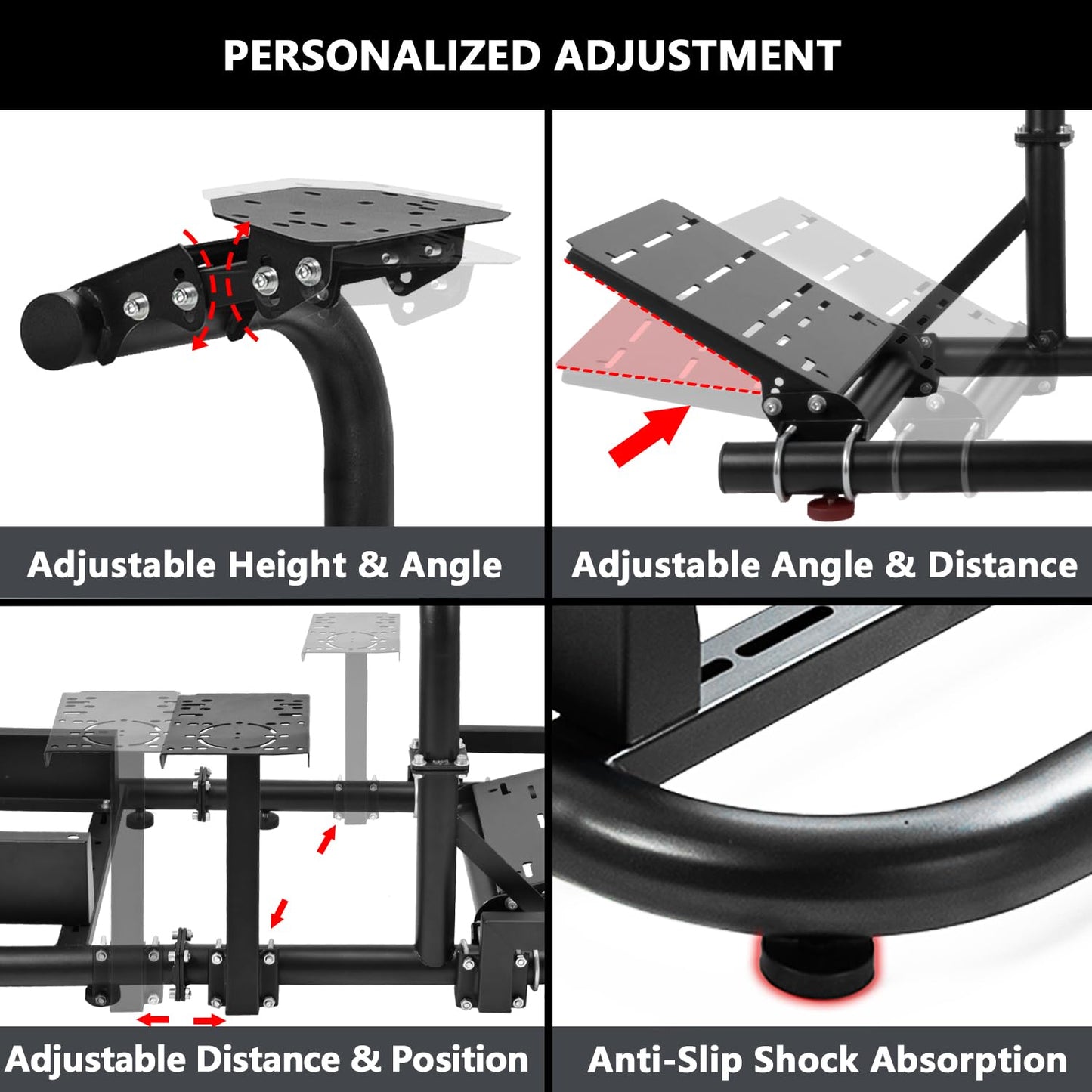 Dardoo Racing Sim Cockpit with Monitor Stand Seat wheel stand Adjustable Compatible with All Logitech G29 G920, Thrustmaster Xbox, Includes only Cockpit,Red Seat and Monitor Stand(75+57)