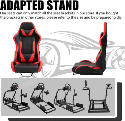 Dardoo Racing Gaming Bucket Seat with Adjustable Double Slide Adapt Racing Simulator Cockpit Racing Wheel Stand Chair Video Game Chairs Sim Chair Red