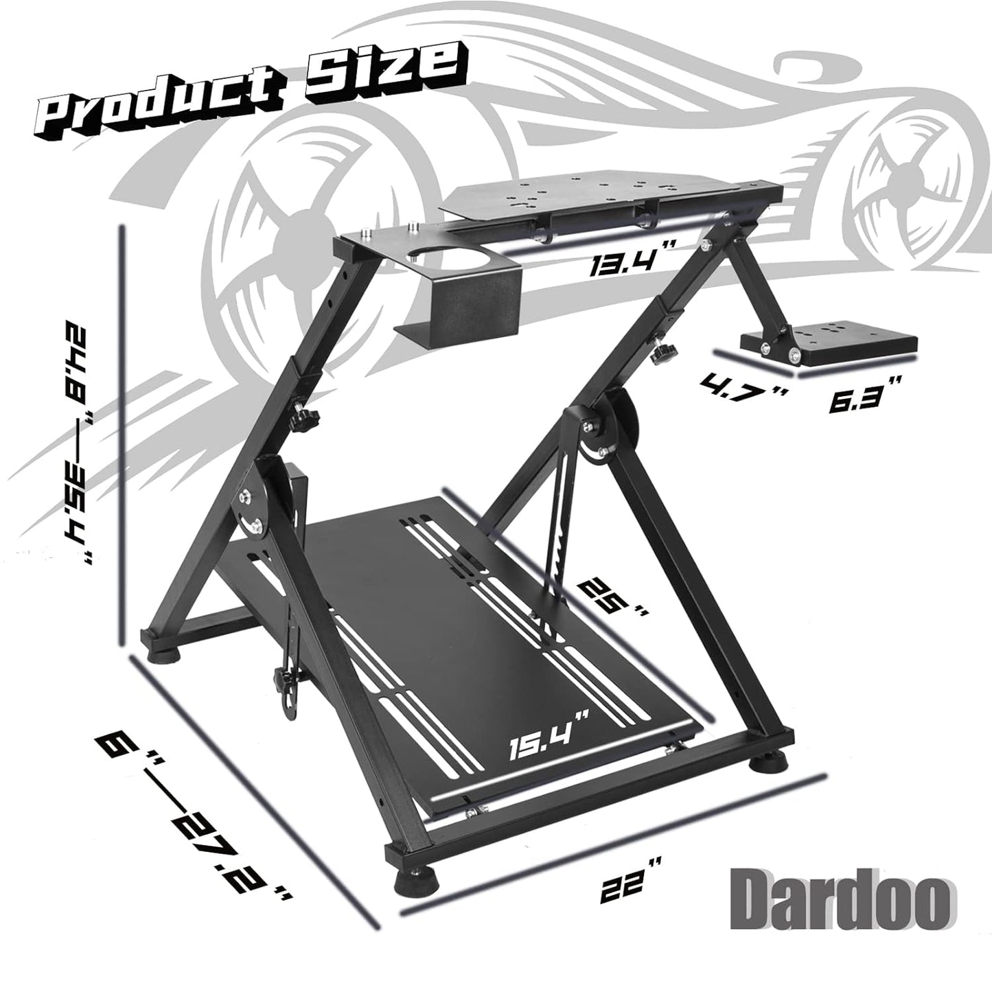 Dardoo Adjustable X Frame Racing Wheel Stand Frame Fit for Logitech G27 G25 G29 G920 T300RS T150,Foldable Racing Simulator Steering Wheel Stand Without Wheel, Shifter and Pedals