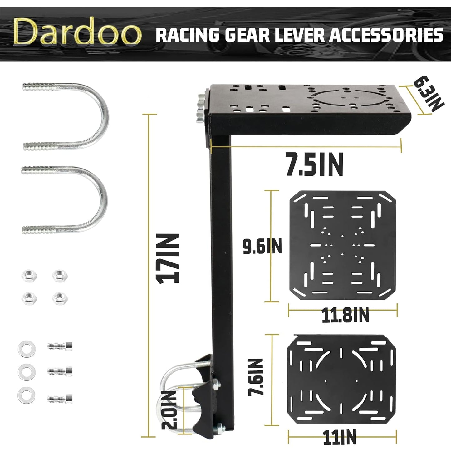 Dardoo Accessories Gear Shift Platform Fit for 50MM Round Tube Racing Simulation Cockpit Gearshift Frame