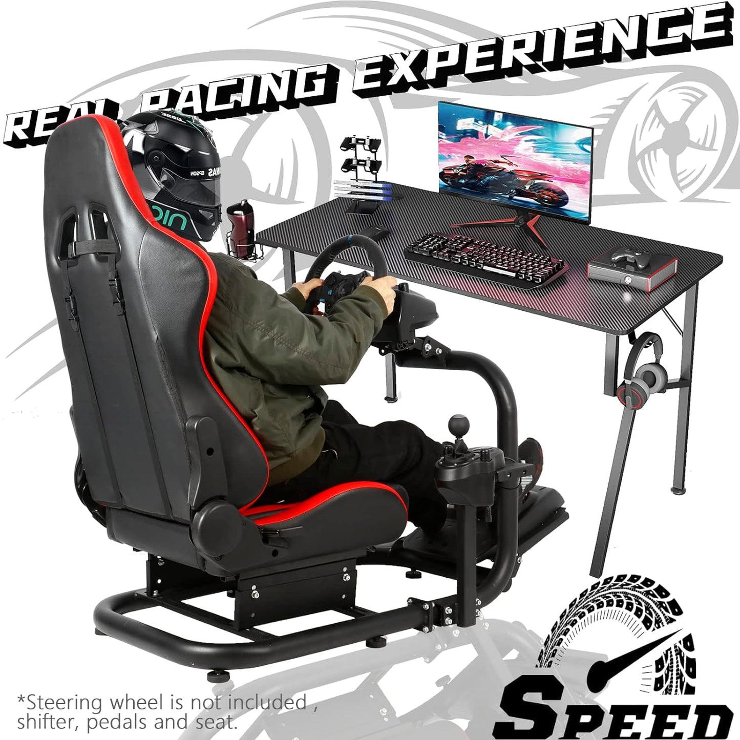 Dardoo G920 Gaming Simulator Cockpit Compatible with Logitech G27 G29 G923, Fanatec, Thrustmaster T300RS,TXRW_Base for PS4,Xbox PC, Wheel Stand Without Wheel, Pedal, Handbrake and Seat