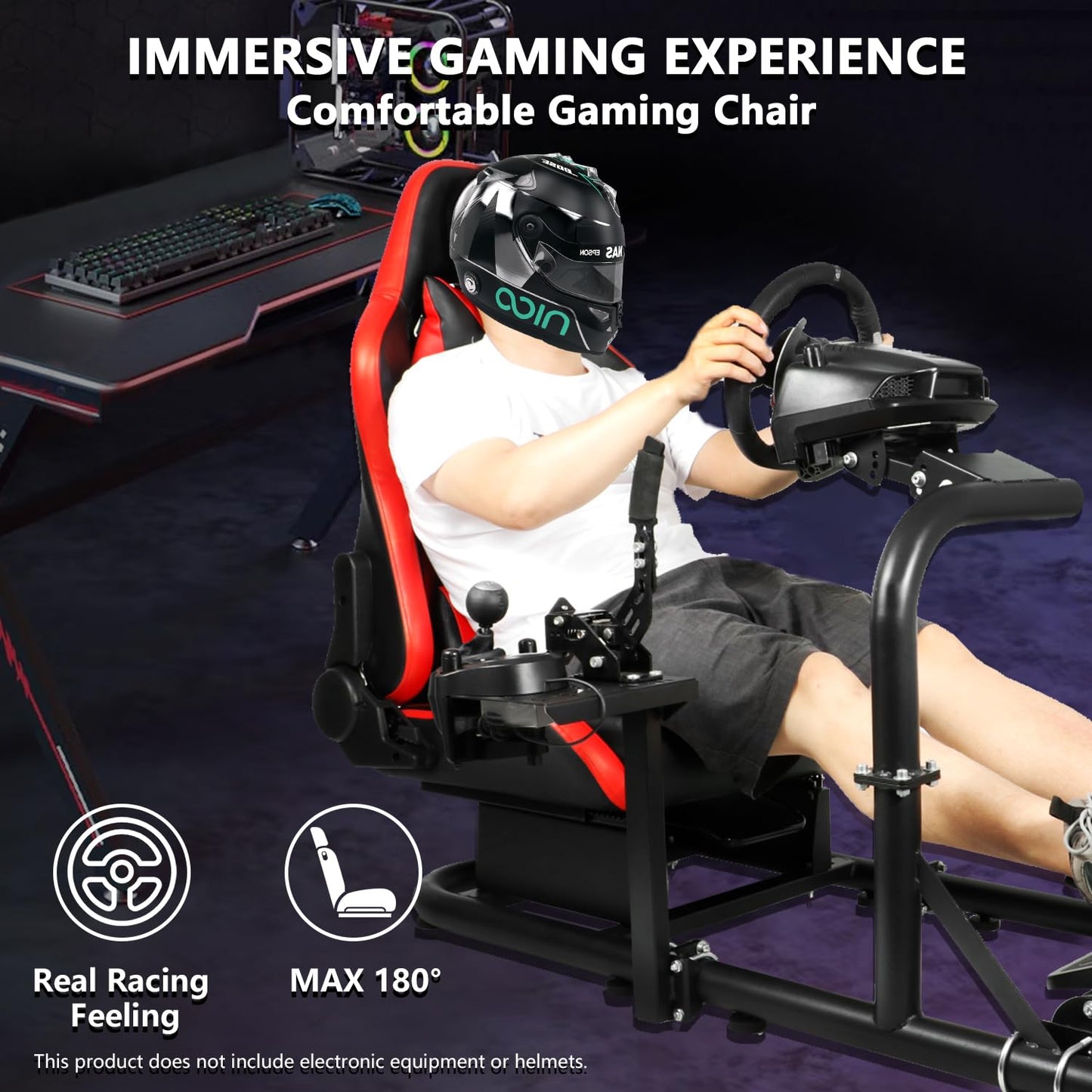 Dardoo Racing Sim Cockpit with Monitor Stand Seat wheel stand Adjustable Compatible with All Logitech G29 G920, Thrustmaster Xbox, Includes only Cockpit,Red Seat and Monitor Stand(75+57)