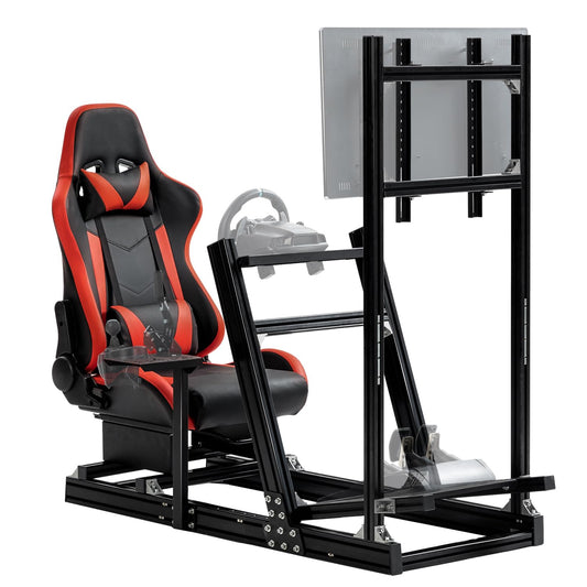 Dardoo F1 Racing Simulator Cockpit with Seat Display Frames Solid profile 40 x 80 mm Wheel Stand Fits for Logitech G920&G923, Thrustmaster T300RS Without Wheel, Pedal, Handbrake and Monitor