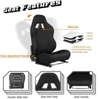 Dardoo Gaming Simulator Cockpit with Black Seat Fits for Logitech G25 G27 G29 G920 G923, Fanatec, Thrustmaster T300RS T500R, Not Include Steering Wheel, Pedal and Handbrake