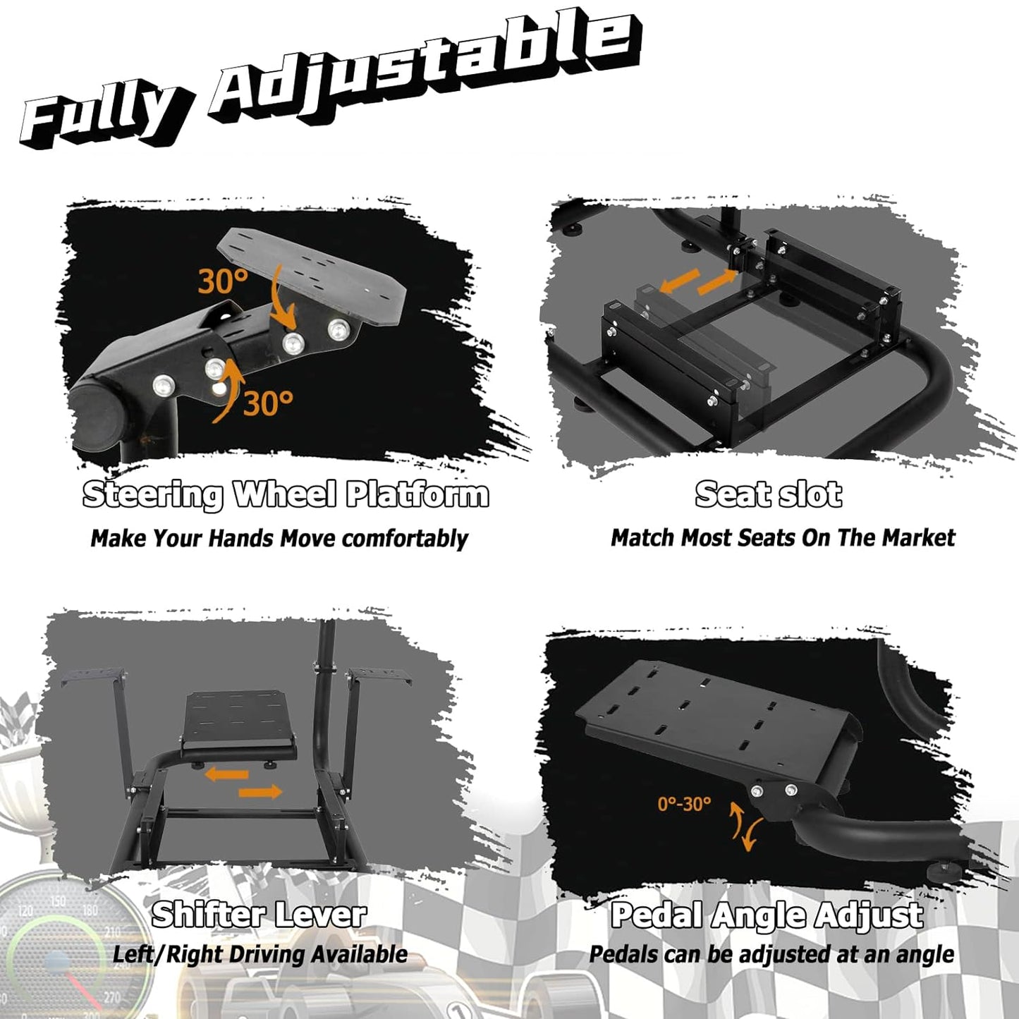 Dardoo G920 Gaming Simulator Cockpit Compatible with Logitech G27 G29 G923, Fanatec, Thrustmaster T300RS,TXRW_Base for PS4,Xbox PC, Wheel Stand Without Wheel, Pedal, Handbrake and Seat