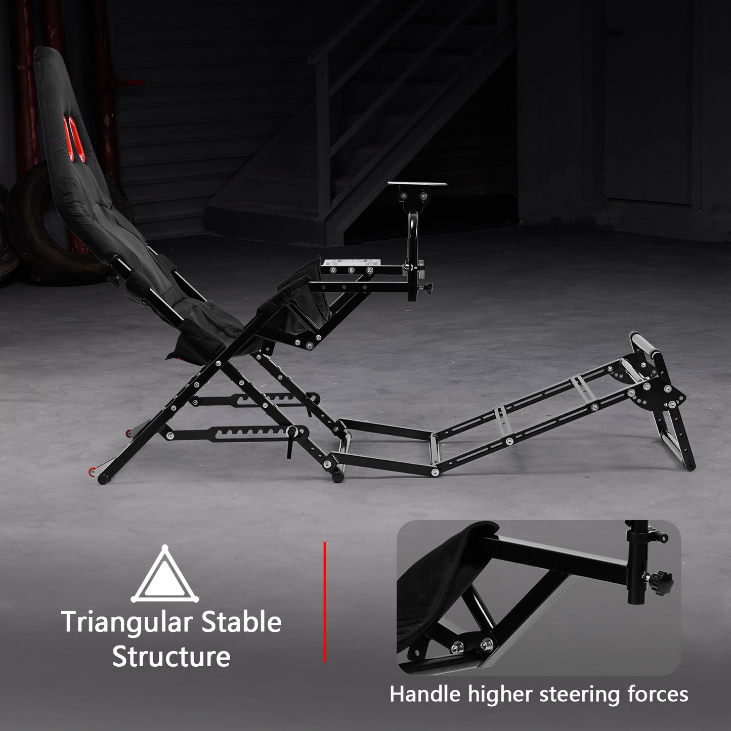 Dardoo X-Type Foldable Racing Stand丨Compatible with Logitech G29/G920/G923 and Thrustmaster T-GT II/T248/T300 Series丨Height and Angle Adjustable丨Focused Driving Experience (Does not include pedals, steering wheel, or other electronic devices)