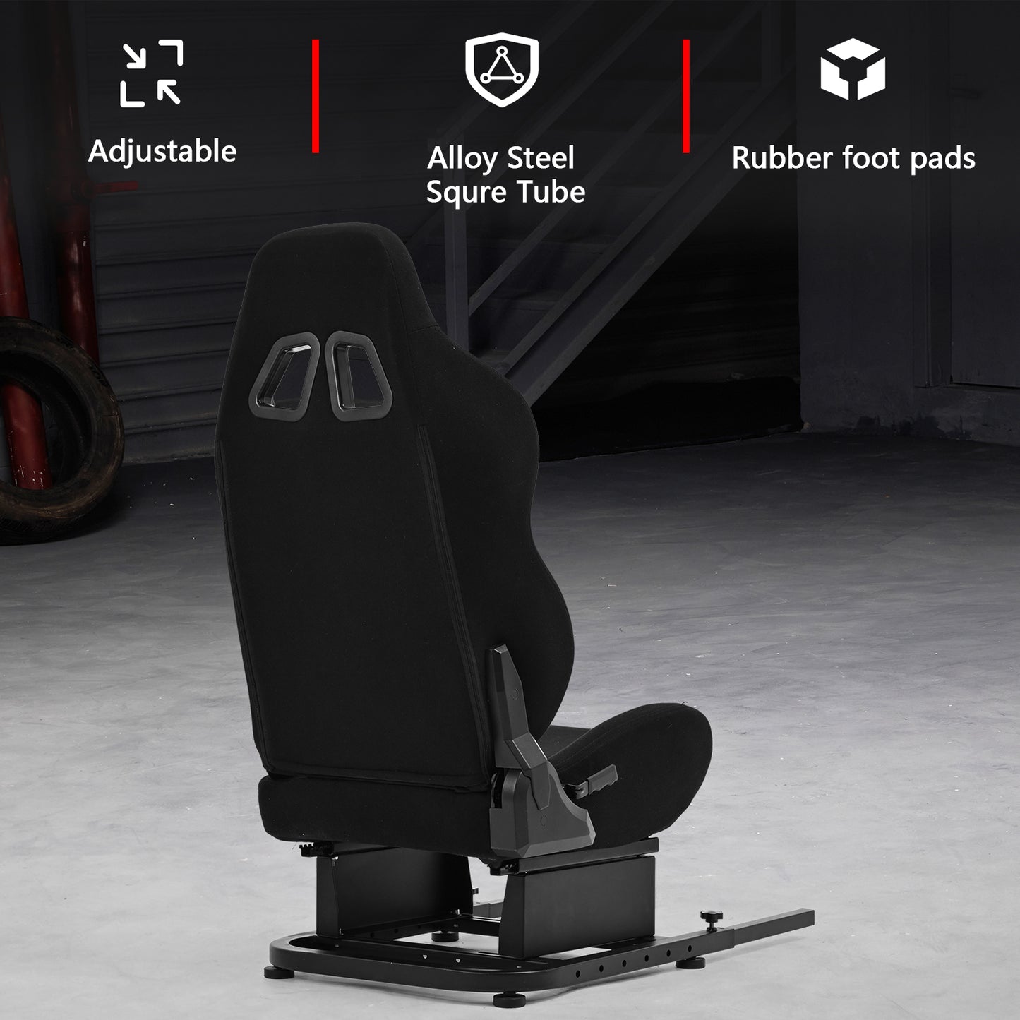 Dardoo Racing Simulator Cockpit Seat with Black Seat and Bolts Suitable Adjustable Portable Sim Gaming Frame Stand Real Driving & Flying Simulation Split Cockpit