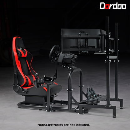 Dardoo G920 Racing Simulator Cockpit with Triple Monitor Stand and Red Seat Fit for all Logitech G29 G920, for Thrustmaster for Xbox, Includes only Cockpit, Seat and Monitor Stand