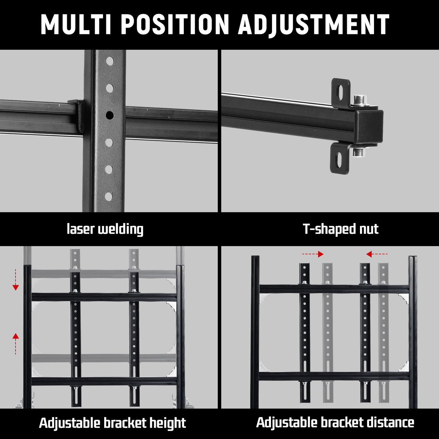 Dardoo 3060 Heavy-Duty Aluminum Extrusion Monitor Mount Compatible with 27-65 Inch Height Adjustable, Supports DIY Expansion Modification Racing Cockpit with Seat
