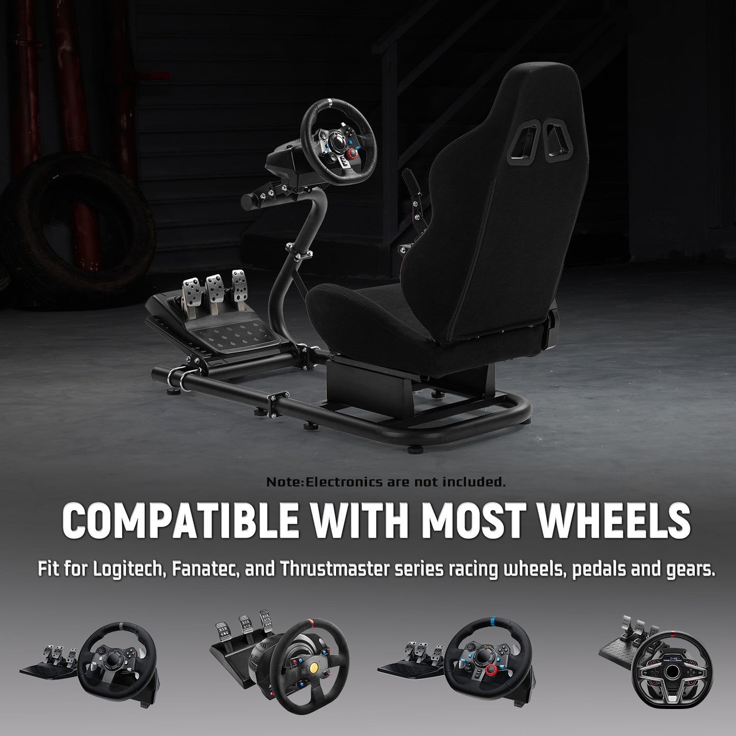 Dardoo Racing Simulator Cockpit with Black Seat, Adjustable Cockpit Simulator, Fit for Logitech G923 G29 G920, Thrustmaster Wheels Stabilized Driving Sim Cockpit, Without Wheel, Pedal and Hand Brake