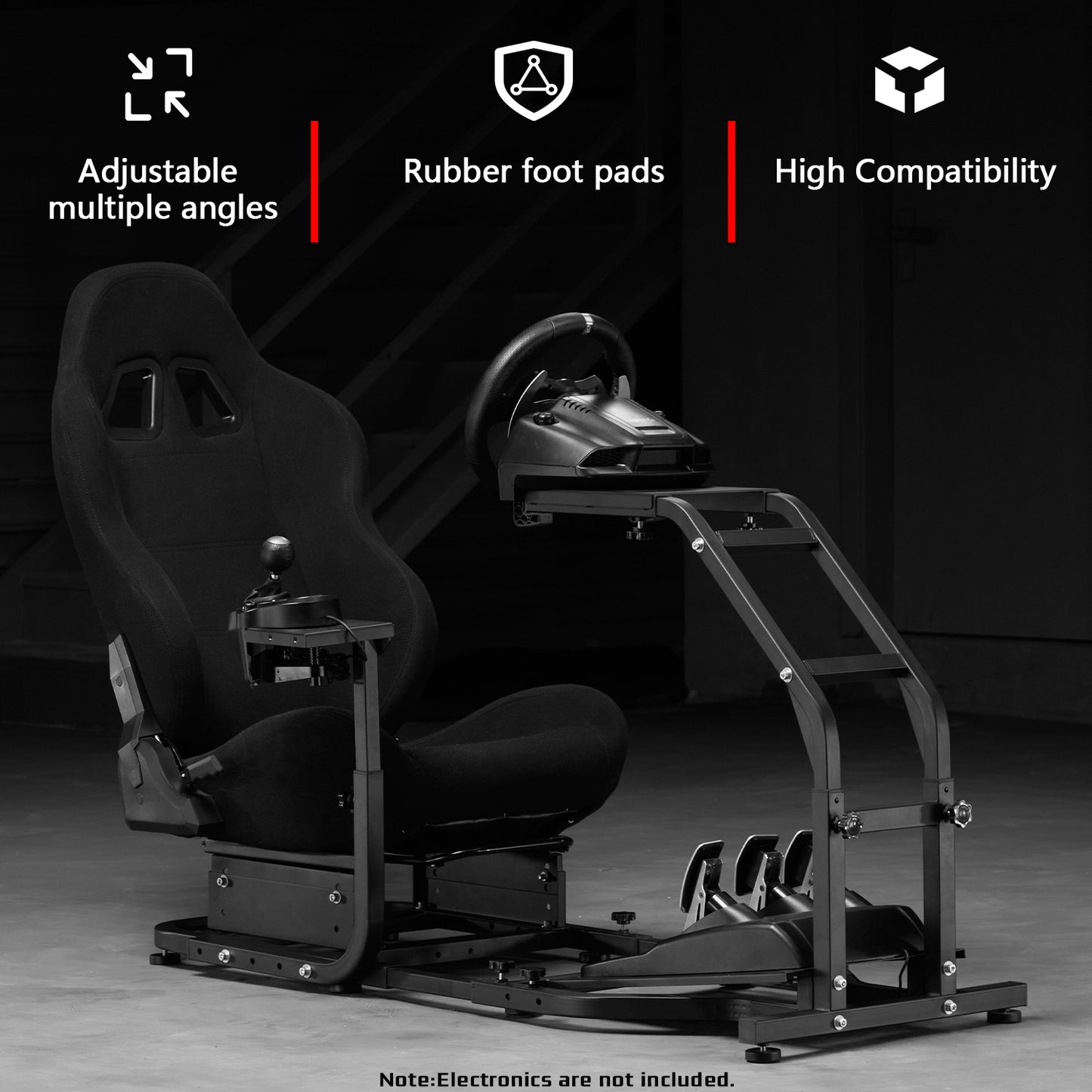 Dardoo Racing Simulator Cockpit with Adjustable Racing Seat, Fully Adjustable, Fits for Logitech G29 G920 G923, Thrustmaster T150 T300RS GT Racing Steering Wheel Stand, Not Included Wheel Shifter and Pedals