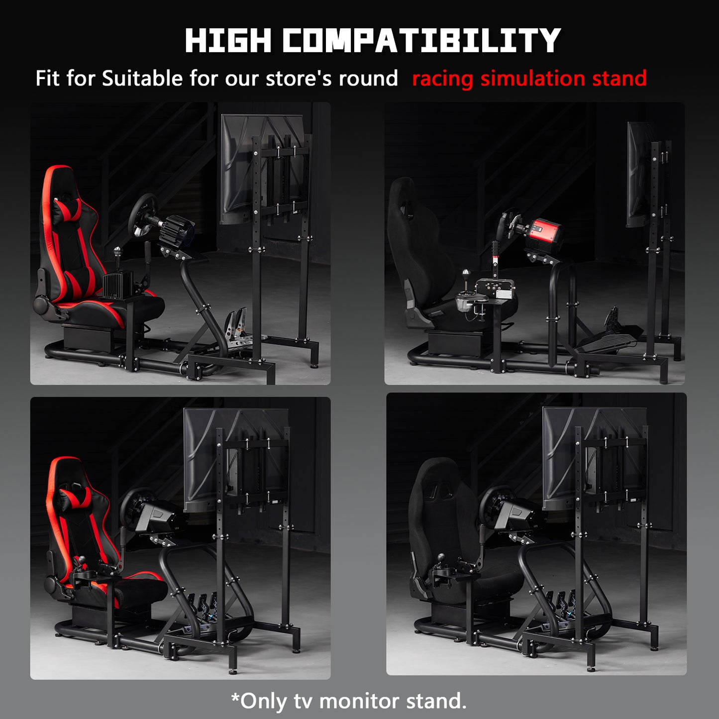 Dardoo Racing Pro Visualizer Display Stand Adjustable,Supports 27 to 65 inch Screen Racing Monitor Mount Stand, Stable Sim Racing Monitor Stand fit for Round Tube Racing Simulator Cockpit