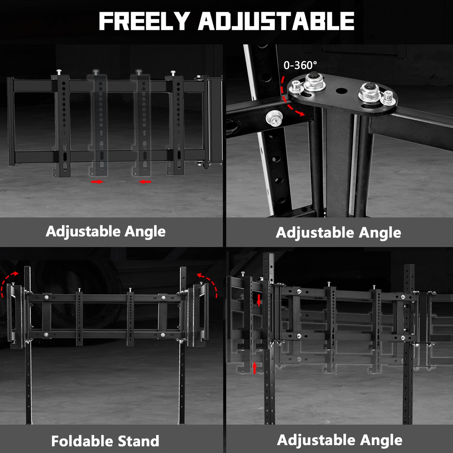 Dardoo Sim Racing Triple Monitor Stand with Adjustable Height & Width for 27 or 32 Inch Display 3 Screens TV Mount Compatible with Round Tube Racing Sim Cockpit