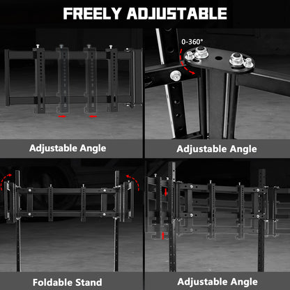 Dardoo Sim Racing Triple Monitor Stand with Adjustable Height & Width for 27 or 32 Inch Display 3 Screens TV Mount Compatible with Round Tube Racing Sim Cockpit