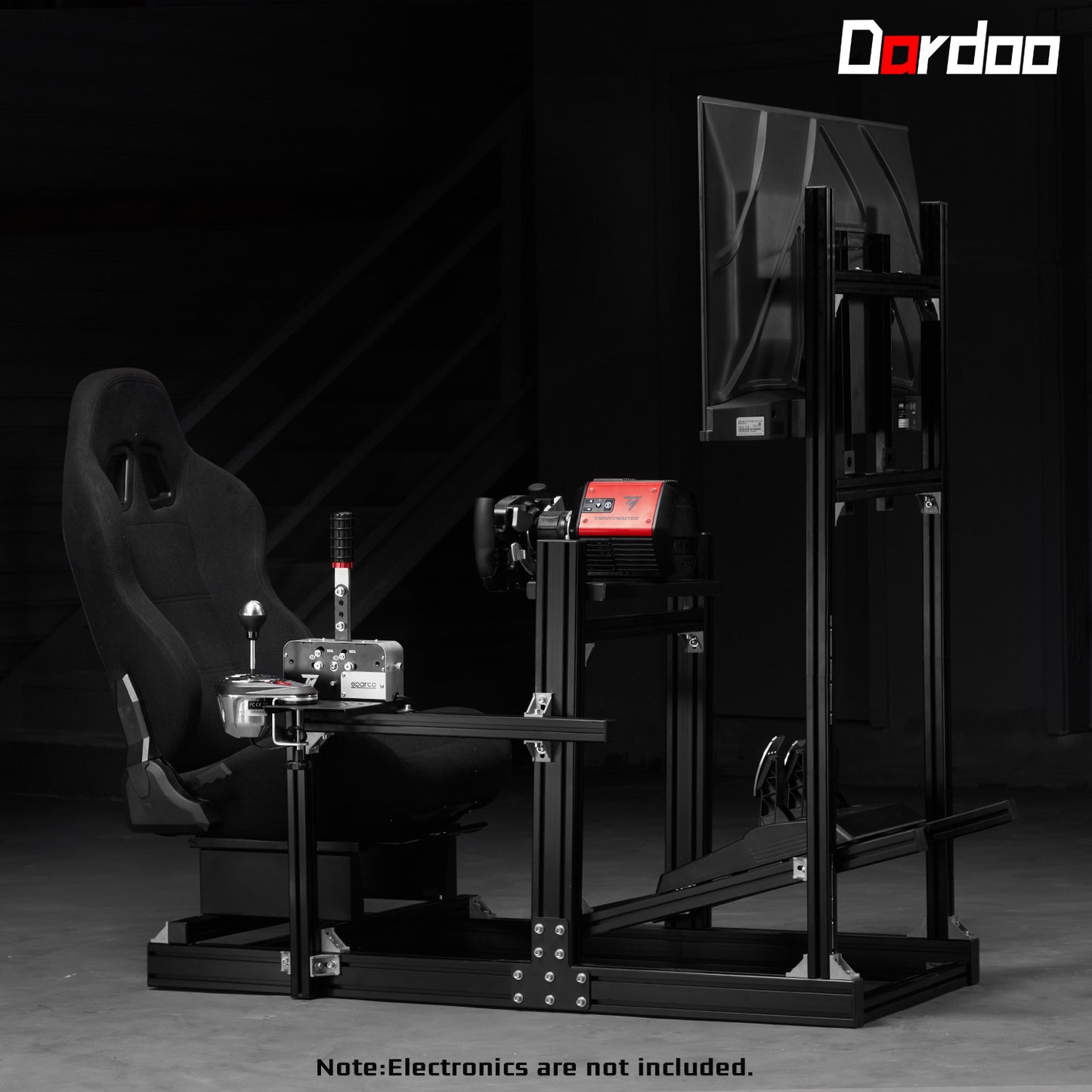 Dardoo 4080 Aluminum  Profile Racing Sim Cockpit with Black Seat and Monitor stand, Ultra Strength & Rigidity, Fit for Logitech,Thrustmaster, Fanatec G29 G923 T248,  Not Include Steering Wheel,Pedals,Handbrake