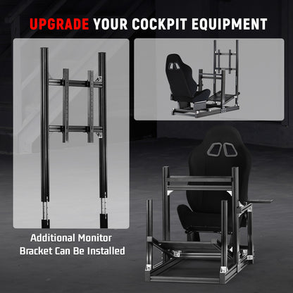 Dardoo 4080 Aluminum Profile Racing Sim Cockpit with Black Seat, Ultra Strength & Rigidity, Fit for Logitech,Thrustmaster, Fanatec G29 G923 T248, Not Include Steering Wheel,Pedals,Handbrake