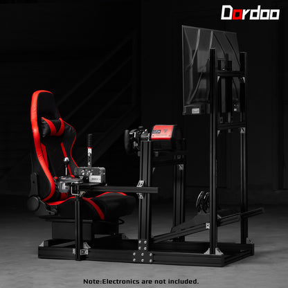 Dardoo 4080 Aluminium Profile Racing Sim Cockpit with Red Seat and Monitor Stand, Fully Adjustability, Fit for Logitech,Thrustmaster, Fanatec G29 G923 T248,  Not Include Steering Wheel,Pedals,Handbrake