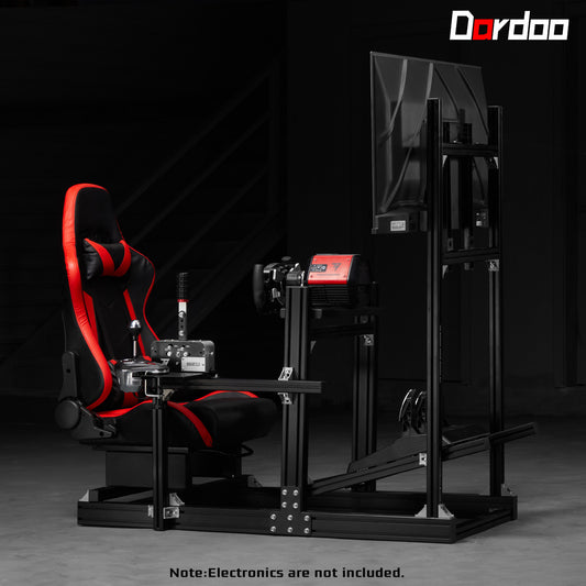 Dardoo 4080 Aluminium Profile Racing Sim Cockpit with Red Seat and Monitor Stand, Fully Adjustability, Fit for Logitech,Thrustmaster, Fanatec G29 G923 T248,  Not Include Steering Wheel,Pedals,Handbrake