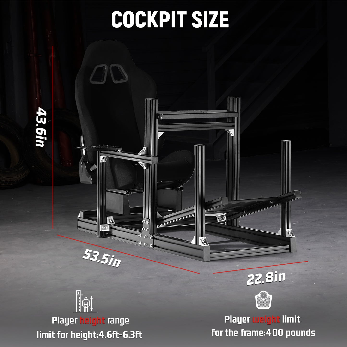 Dardoo 4080 Aluminum Profile Racing Sim Cockpit with Black Seat, Ultra Strength & Rigidity, Fit for Logitech,Thrustmaster, Fanatec G29 G923 T248, Not Include Steering Wheel,Pedals,Handbrake