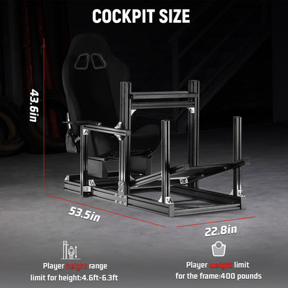Dardoo 4080 Aluminum Profile Racing Sim Cockpit with Black Seat, Ultra Strength & Rigidity, Fit for Logitech,Thrustmaster, Fanatec G29 G923 T248, Not Include Steering Wheel,Pedals,Handbrake