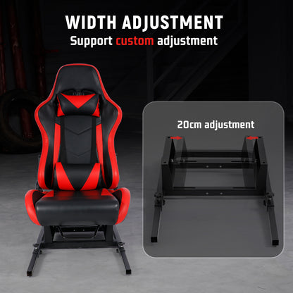 Dardoo Racing Simulator Cockpit Red Seat/Flight Sim Game Chair with Neck Pillow Lumbar and Matching Bottom Support Bracket,Seat Belt Drilling Support for DIY