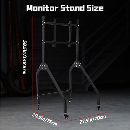 Dardoo Single Monitor Stand with Brake Casters, Premium Adjustable Mount for Racing Simulator Cockpit, Full Motion Adjustability for 27 to 65 inch Monitors, Immersive Gaming Experience