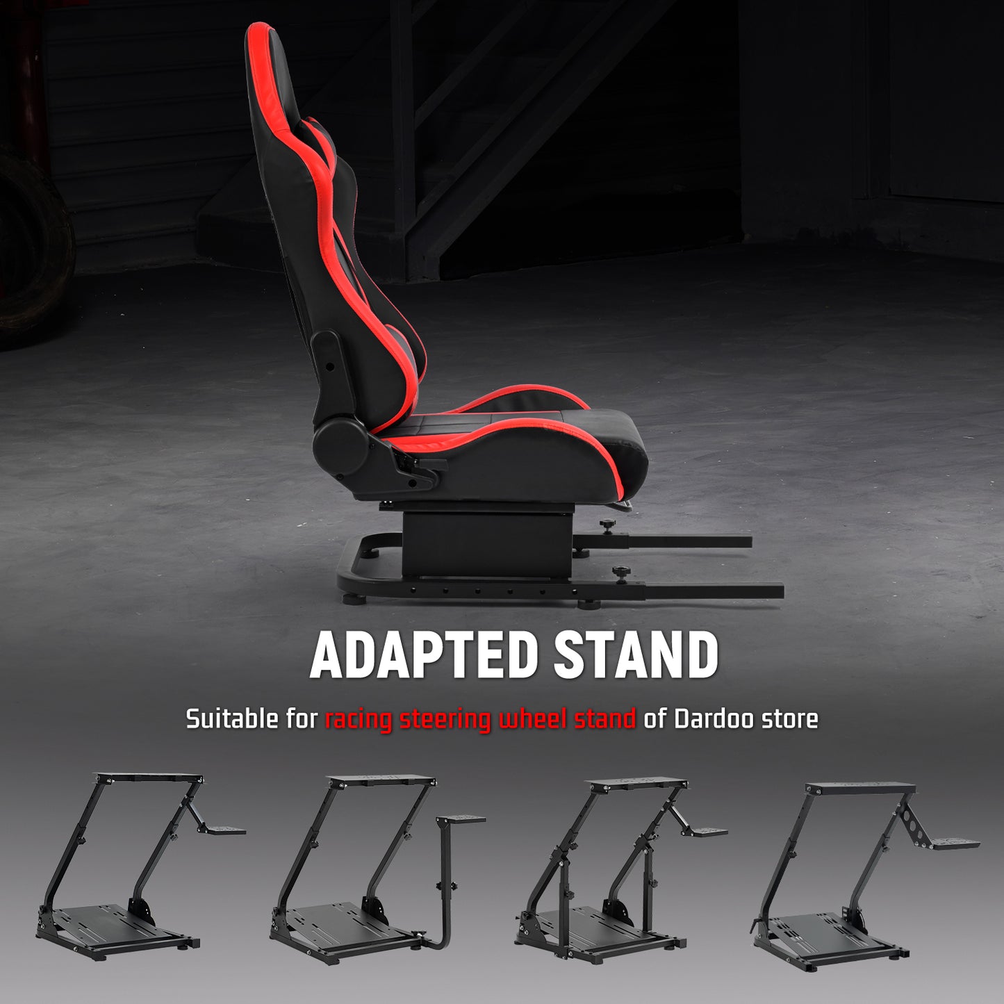 Dardoo Racing Simulator Cockpit Red Seat/Flight Sim Game Chair with Neck Pillow Lumbar and Matching Bottom Support Bracket,Seat Belt Drilling Support for DIY