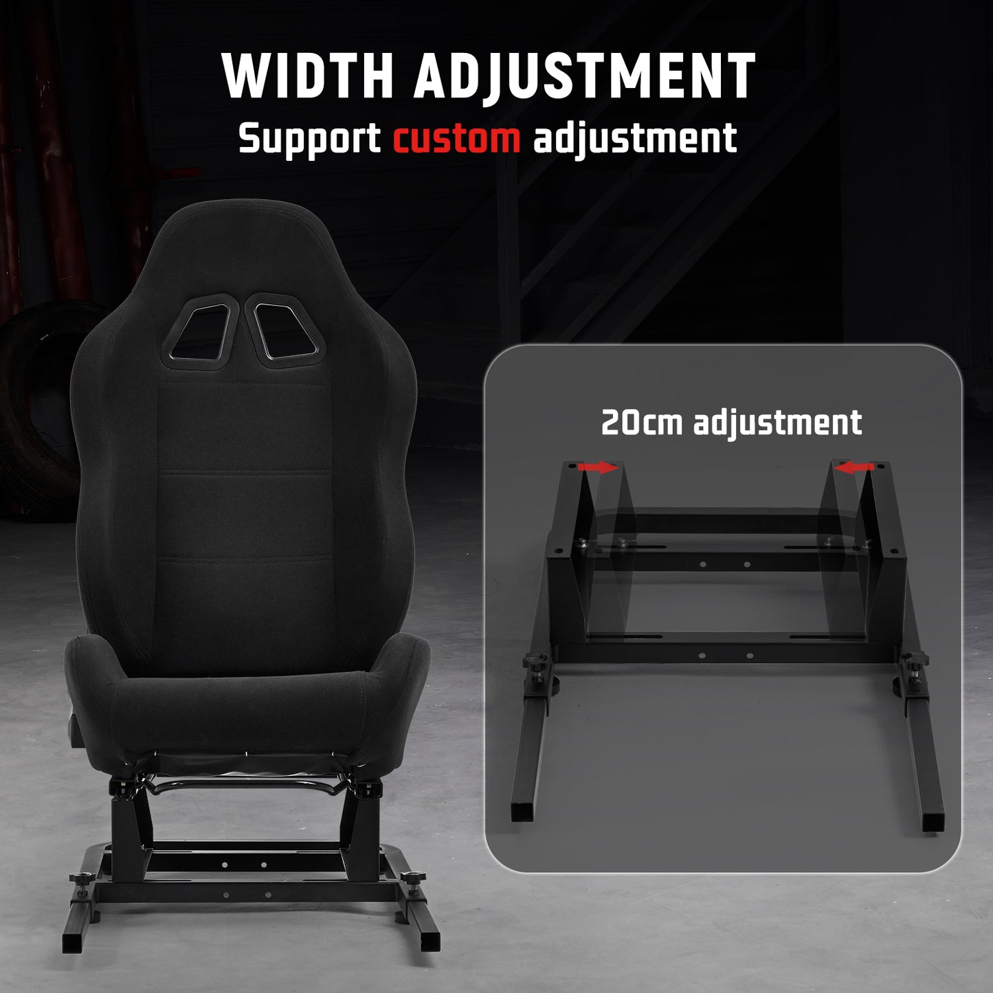 Dardoo Racing Simulator Cockpit Seat with Black Seat and Bolts Suitable Adjustable Portable Sim Gaming Frame Stand Real Driving & Flying Simulation Split Cockpit