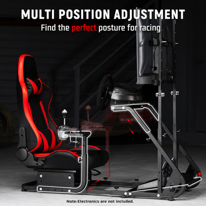 Dardoo G923 Racing Simulator Cockpit with Monitor Mount Fits for Logitech/Thrustmaster G25 G27 G29 G920 T150 T300,Simulator Cockpit with red Seat,Without Wheel,Pedal,Shift and Monitor