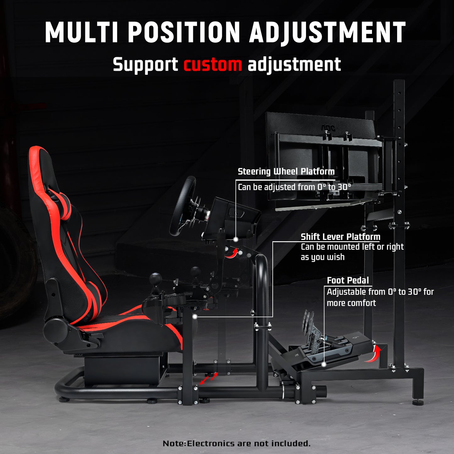Dardoo G920 Racing Simulator Cockpit with Triple Monitor Stand and Red Seat Fit for all Logitech G29 G920, for Thrustmaster for Xbox, Includes only Cockpit, Seat and Monitor Stand