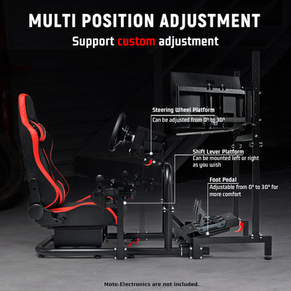 Dardoo G920 Racing Simulator Cockpit with Triple Monitor Stand and Red Seat Fit for all Logitech G29 G920, for Thrustmaster for Xbox, Includes only Cockpit, Seat and Monitor Stand