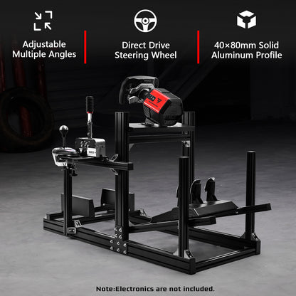 Dardoo GT/F1 Sim Racing Cockpit 4080 Aluminium Profile Racing Stand, Adjustable Seat/Steering/Pedals, Fit for Using Direct Drive Steering Wheel GPRO CSLDD T818,does not include pedals, steering wheel, or other electronic devices