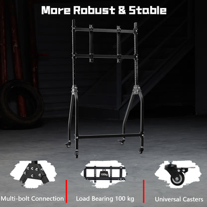 Dardoo Single Monitor Stand with Brake Casters, Premium Adjustable Mount for Racing Simulator Cockpit, Full Motion Adjustability for 27 to 65 inch Monitors, Immersive Gaming Experience