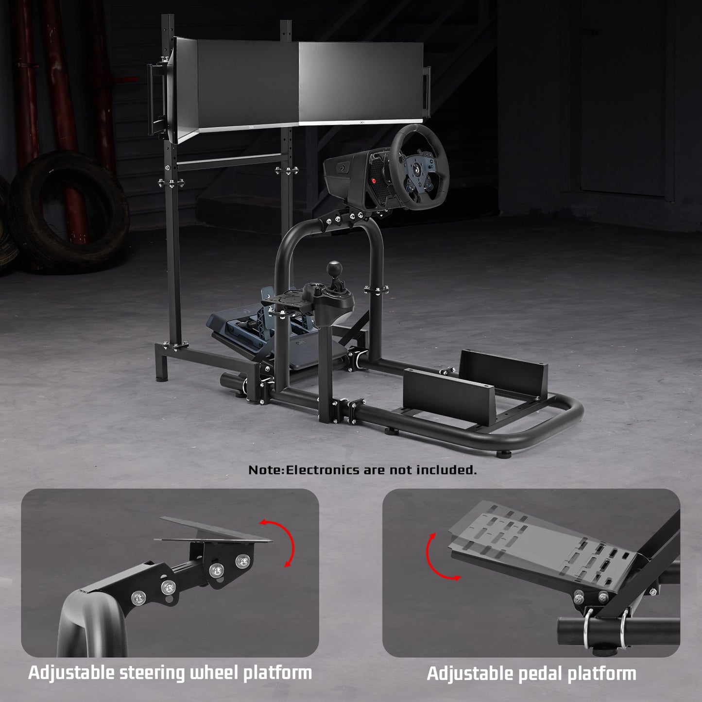 Dardoo G920 Racing Simulator Cockpit with Triple Monitor Stand Fit for all Logitech G29 G920, for Thrustmaster for Xbox, Includes only Cockpit, and Monitor Stand