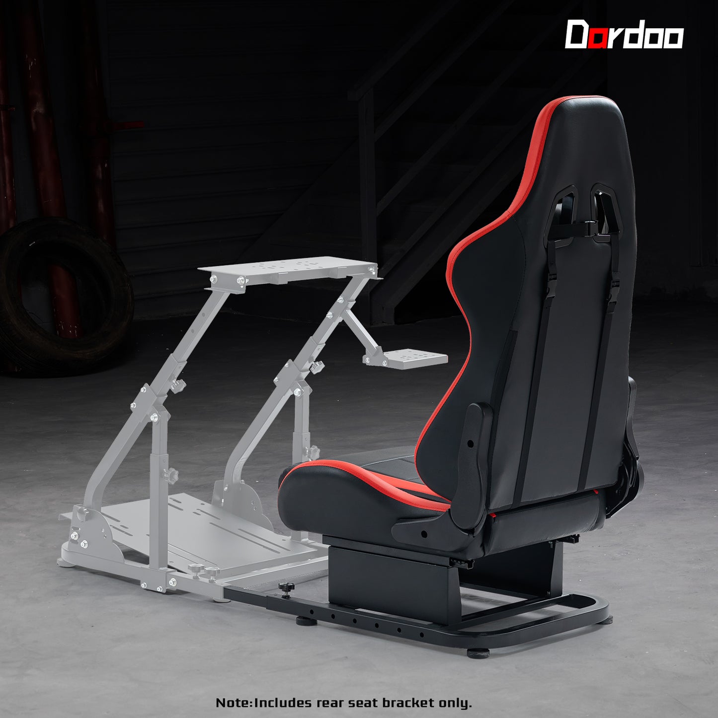 Dardoo Racing Simulator Cockpit Red Seat/Flight Sim Game Chair with Neck Pillow Lumbar and Matching Bottom Support Bracket,Seat Belt Drilling Support for DIY