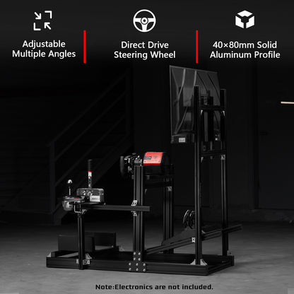 Dardoo 4080 Aluminum Profile Racing Simulator Cockpit with Monitor Mount, Unlimited Adjustment, Fit for Thrustmaster, Fanatec, Moza, Logitech G29 GPro, Not Include Steering Wheel,Pedals,Handbrake